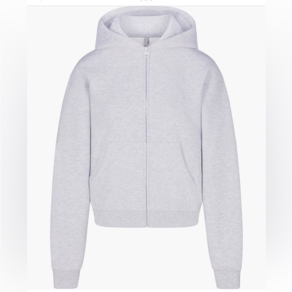SKIMS Cotton Fleece Classic Zip Up Hoodie | Light Heather Grey | Size M - Picture 4 of 7